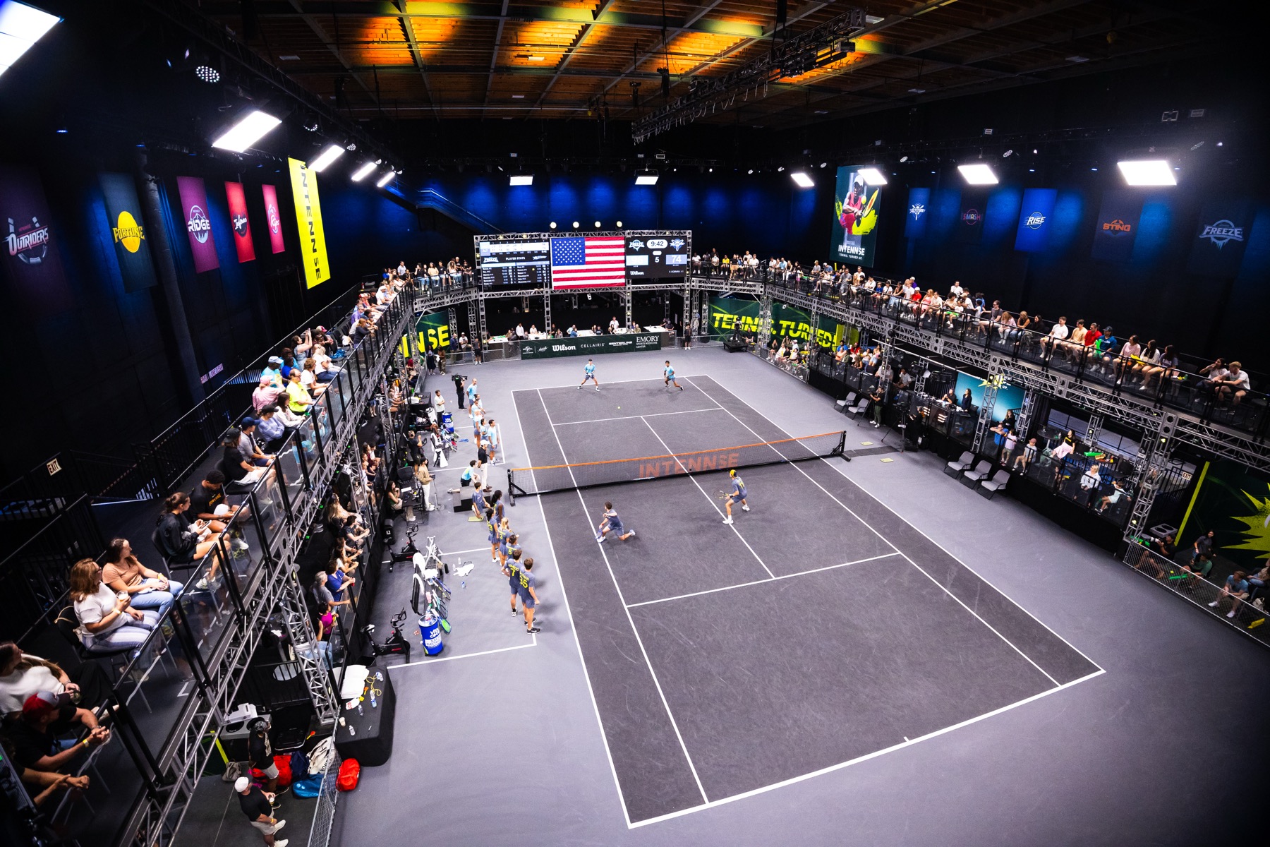 Wide view of the INTENNSE Arena in Atlanta during a match.